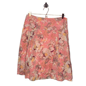 Vintage 00s Y2K American Eagle Size 10 Orange‎ Cotton Floral Boho A-Line Skirt